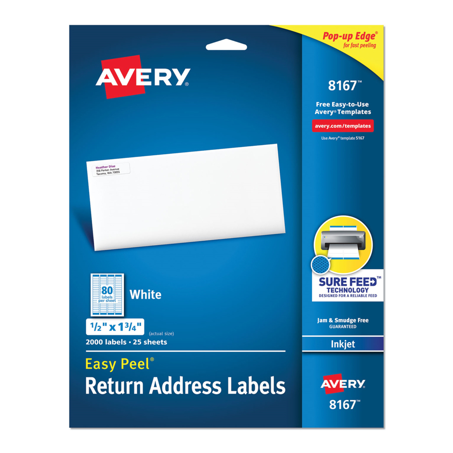 Address Labels White 0.5x1.75 25sheets/pk