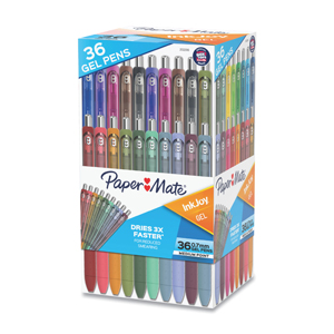 Asstd Gel Pen 0.7mm Retractable 36/pk