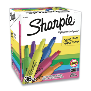 Asstd Highlighter Tank Style Chisel Tip 36/pk