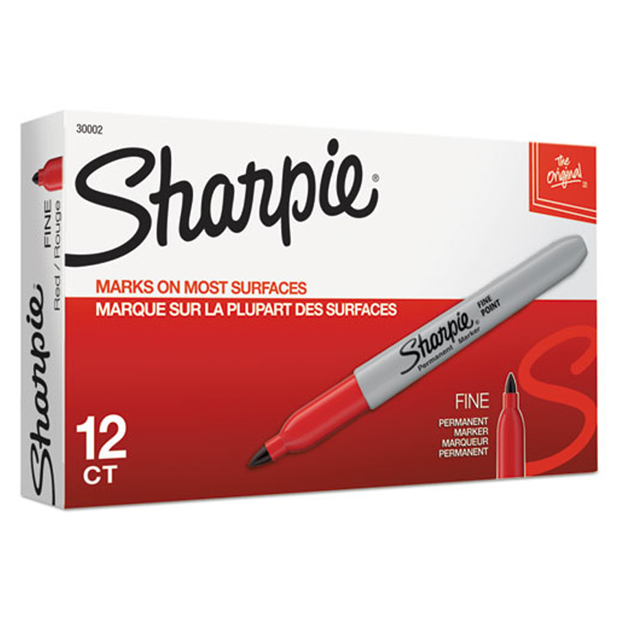 Sharpie Permanent Marker Fine Point Red 12/bx